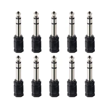 

10 Pcs 6.35Mm Male To 3.5Mm Female Stereo Jack Female Audio Converter Adapter
