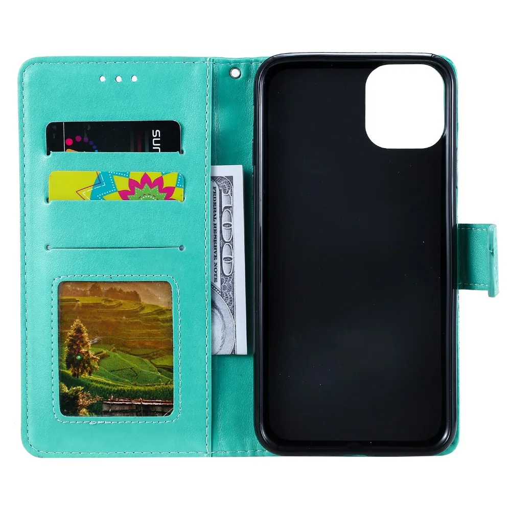 50 шт./лот, чехол с цветочным рисунком, 3 карты, кожаный чехол для iphone 5, 6, 7, 8 X XS, XR, XS Max, 6, 7, 8 plus, 11 Pro Max, чехол