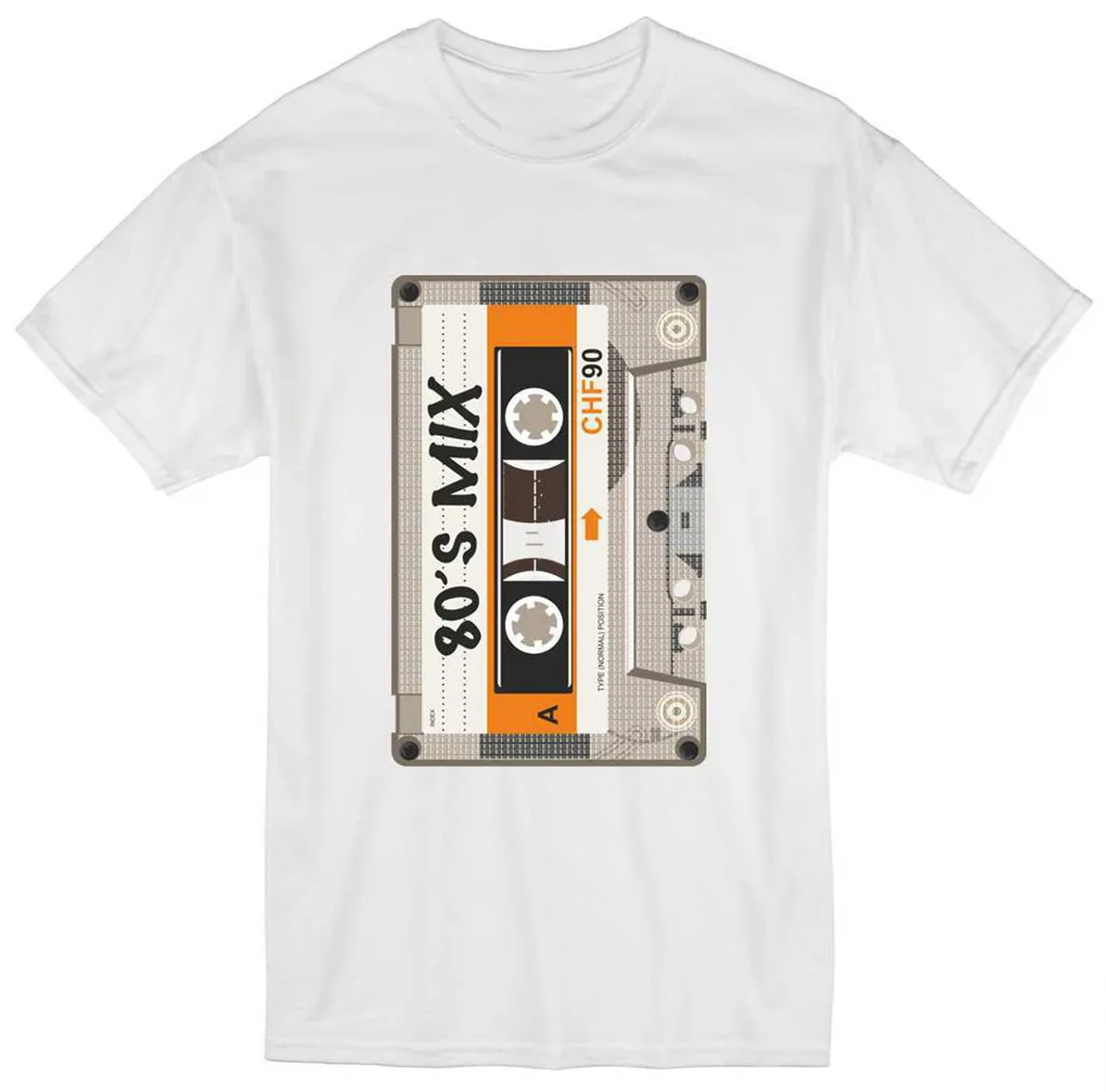 80's C90 кассета Mix Tape Ретро музыка мужская футболка свободного размера плюс |