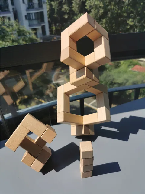 Baby Wooden Toys Rainbow Stacking Cubic Blocks / Kids Creative Wooden Cube Blocks Montessori Toy Gift 4