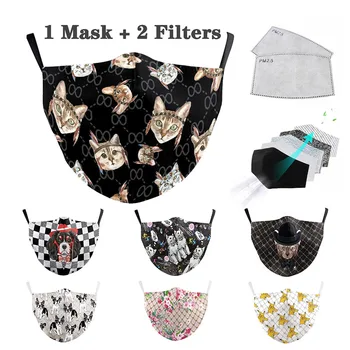 

Flower Face Cotton Mask Aztec Printed Masks Fabric Adult Unisex Protective PM 2.5 Activated Carbon Washable Reusable Proof Mask