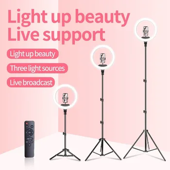 

36cm Ring Light Floor Phone Holder Photo Studio with LED Beauty Ring Light Photography Dimmable Holder For Selfie Live Show