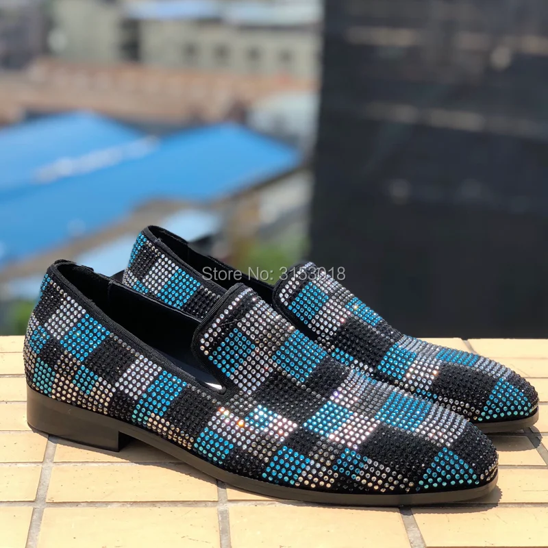 

New leather Multicolor string rhinestone Men Casual Shoes Luxury Footwear Man Shoes For Party Fashion Show