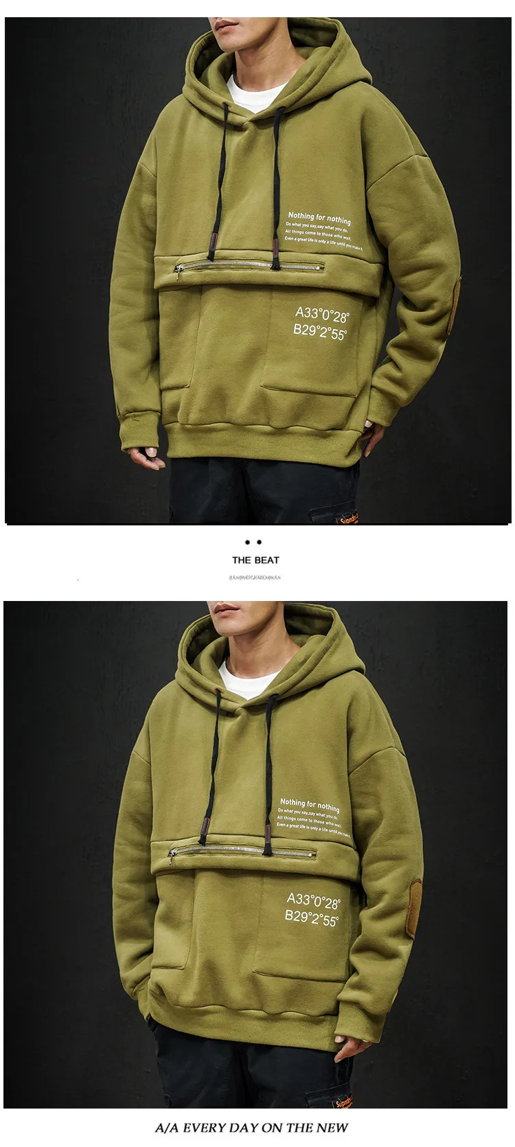 Autumn Spring Hoodie Sweatshirt Mens Hip Hop Punk Pullover Streetwear Casual Fashion Clothes