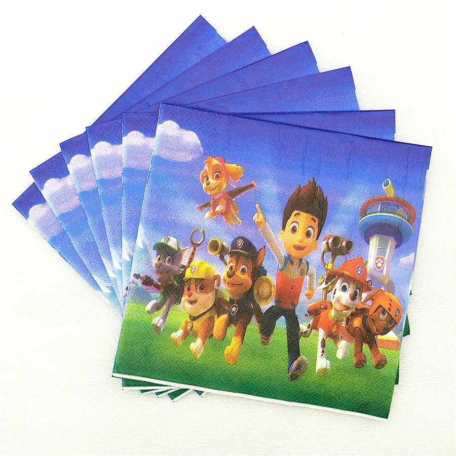 Napkin 20pc 24 шт./компл. с рисунками из мультфильма «Щенячий патруль» для рождественского кекса десерт со вставленной картой продукция картина для украшения тортов кекс Детские День рождения - Цвет: Napkin 20pc