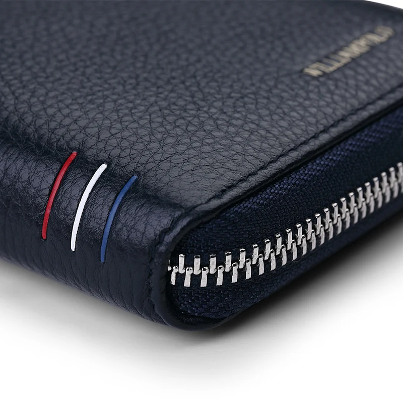 Leather Vertical Women's purse casual zipper short card holder multi functional men's portable zero wallet — view 6