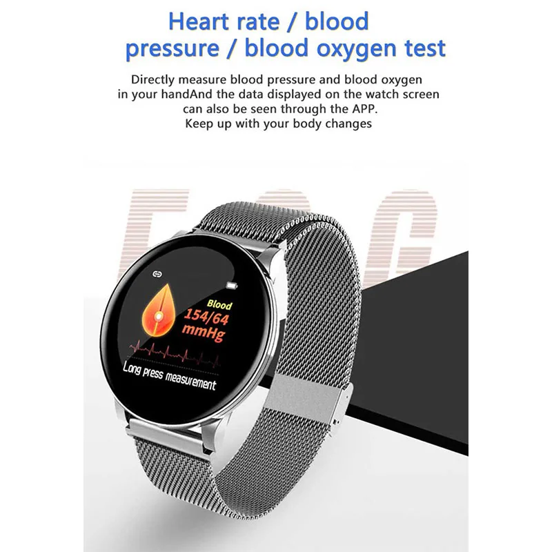 Smart-watch Pedometer Color Screen Sports Watch Heart Rate Sleep Tracker Message Call Reminder Waterproof Steel Leather English