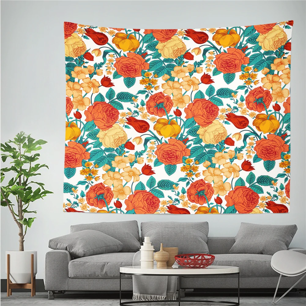 

Rose Series Wall Hanging Tapestry Colorful Floral Pattern Printed Tapestry Simple Modern Style Bedroom Art Decor Shawl Blanket
