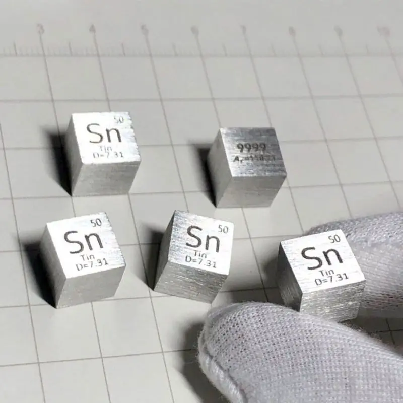 

5pc 99.99% High Purity Tin Sn 7.3g Carved Element Periodic Table 10mm Cube