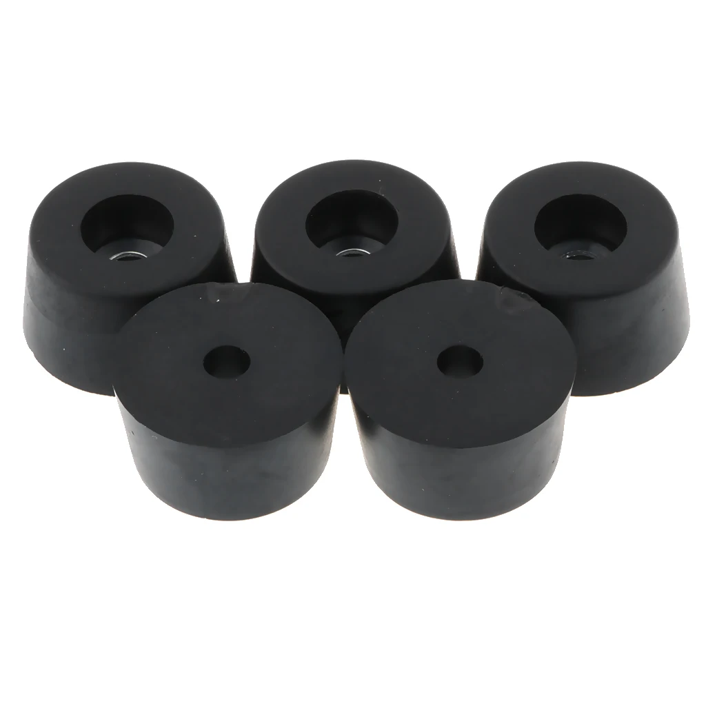 5 Pack 33x19mm Black Rubber Cabinet Isolation Feet Pad / Grill Standoff for Speakers, Road Gear, and Equipment Cases