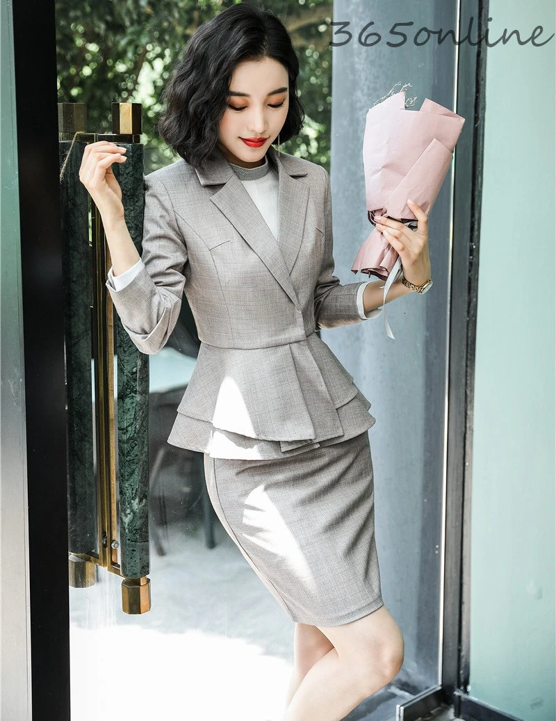 

Ladies Office Professional Blazers Suits Autumn Winter Women Business Work Wear Pantsuits OL Styles Long Sleeve Pants Suits