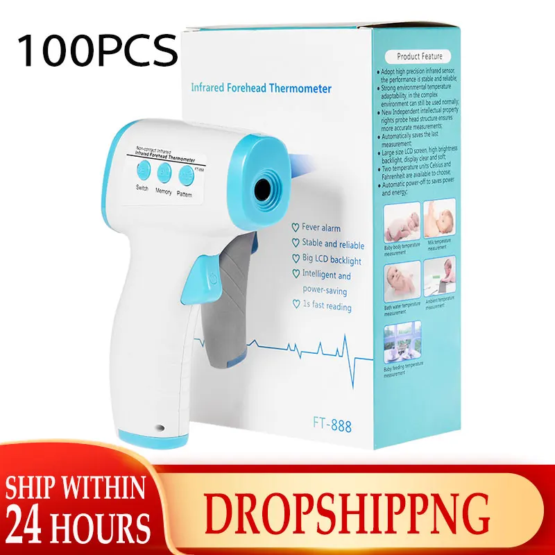 

WHOLESALE 100PCS Forehead Infrared Thermometer Contactless Baby Ear Thermometer Digital Fever Infrared Temporal Thermometer