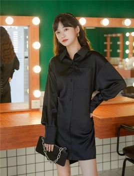 

Women's tops 2020 summer new black design sense niche long-sleeved temperament irregular shirt skirt