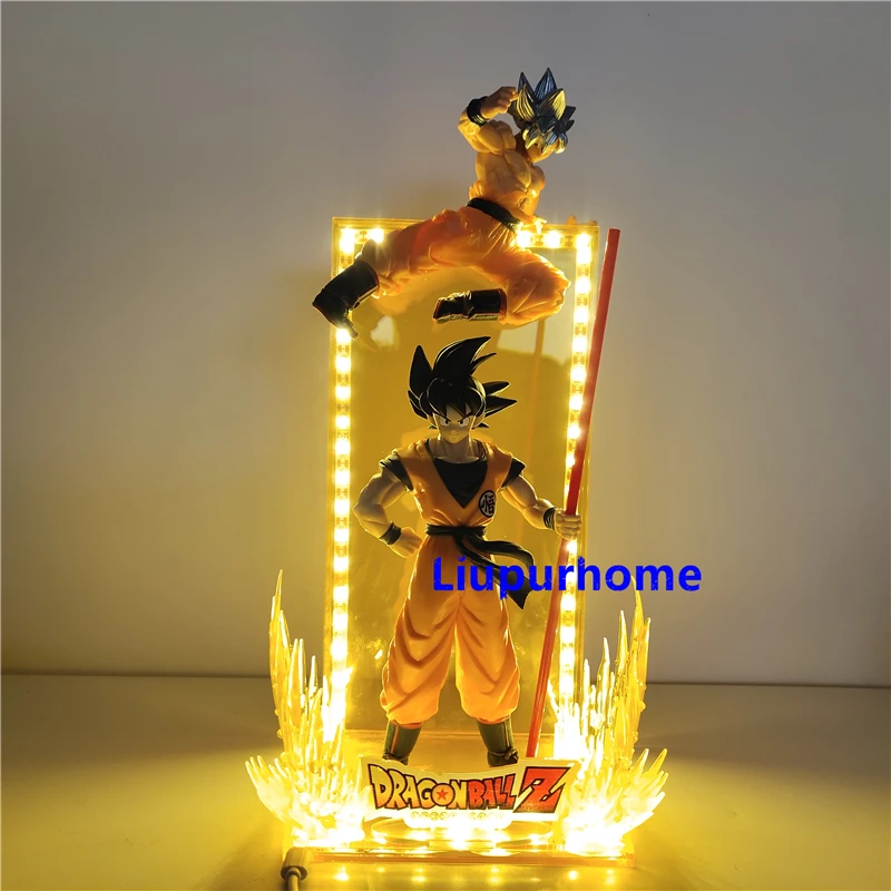 Dragon Ball Z Son Goku Super Saiyan Фигурка DIY светодиодный светильник игрушки Аниме Фигурка DBZ декоративный ночной Светильник детский подарок настольная лампа - Испускаемый цвет: B