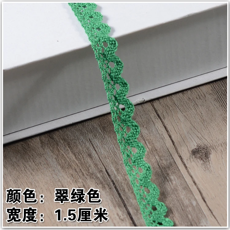 15 мм выдалбливают крючком хлопок кружева ленты DIY ремесла поставки ткань диван шторы аксессуары кружево отделка - Цвет: Зеленый