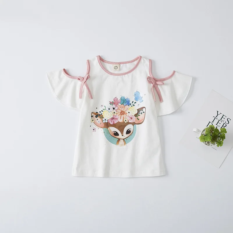 VIDMID/Детские футболки; хлопковые футболки для маленьких девочек; летняя детская одежда для малышей и детей постарше; детская одежда с короткими рукавами и рисунком; 4132 01 - Цвет: as photo