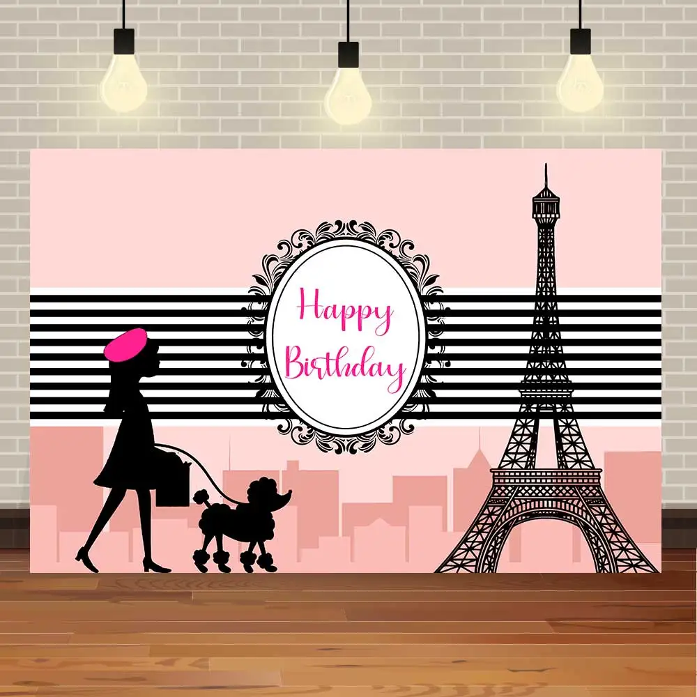  Avezano Paris Birthday Backdrop Eiffel Tower French Theme Birthday  Background 7x5ft Vinyl Pink Roses Ooh La La Black White Stripes Floral Birthday  Party Photo Shoot Backdrops Decorations : Electronics