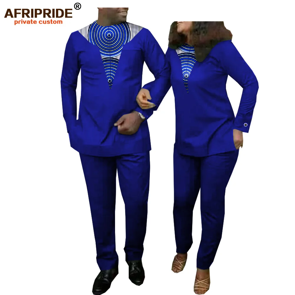 

African Clothing for Couple Dashiki Print Ankara Men`s 2 Piece Set Women Set Shirt and Pant Suit Outfits AFRIPRIDE A20C001