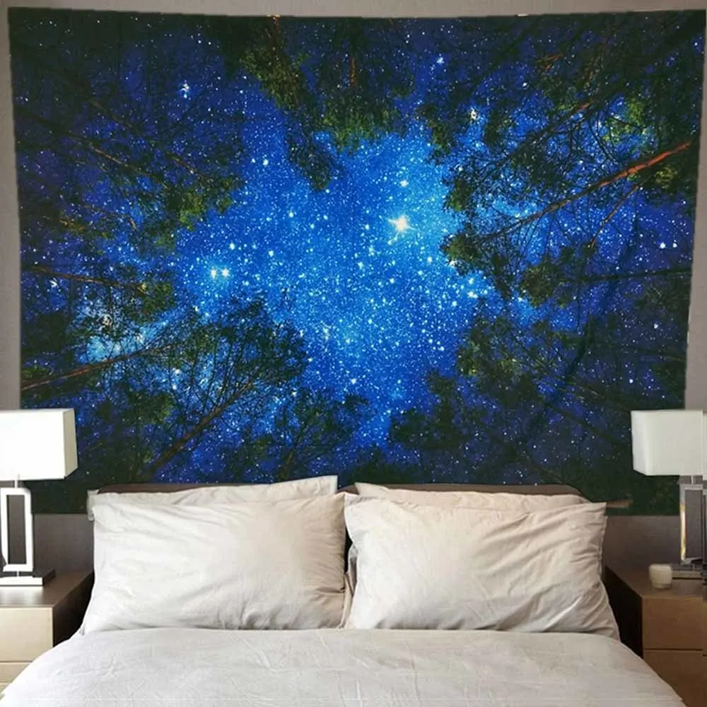 Forest-Tapestry-Wall-Hanging-Psychedelic-Trees-And-Stars-Fabric-Tapestry-Home-Decor-Polyester-Table-Cover-Forest