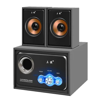 

25W Wood Desktop Home Speaker Bluetooth/Wired Adjustable Bass 3D Stereo Subwoofer PC Computer Phone Game Louderspeaker