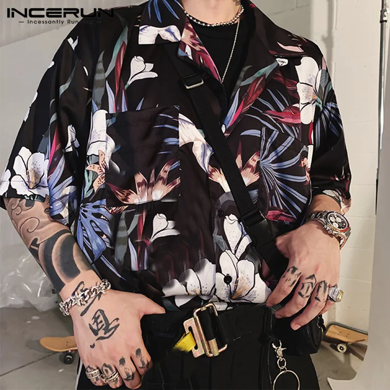 Men Hawaiian Shirt Streetwear Short Sleeve Flower Printed Loose Lapel 2020 Breathable Vacation Beach Shirts Camisa S-5XL INCERUN Men Hawaiian Shirt Streetwear Short Sleeve Flower Printed Loose Lapel 2020 Breathable Vacation Beach Shirts Camisa S-5XL INCERUN