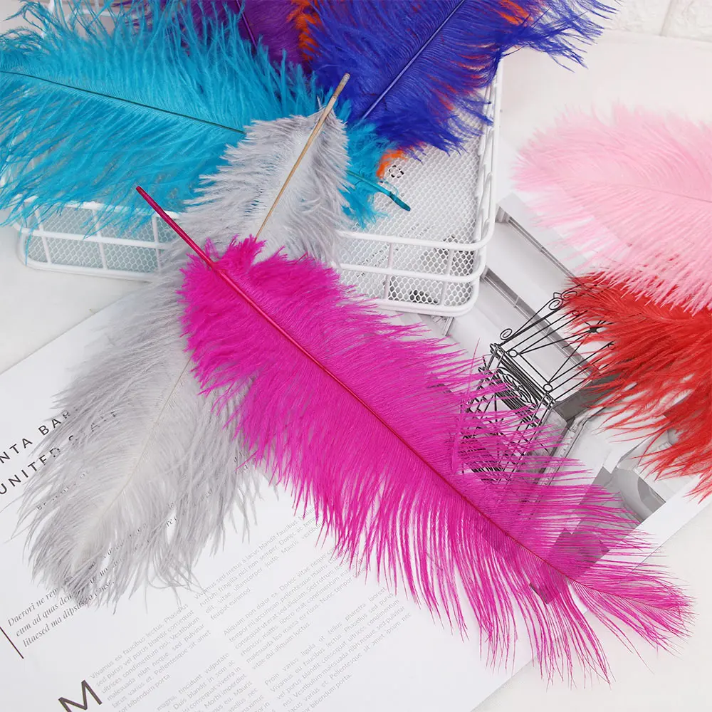 10Pcs/Pack Romantic Beautiful Elegant White 15-35cm Ostrich Feathers Wedding Party Supplies Carnival Dancer Decoration Crafts