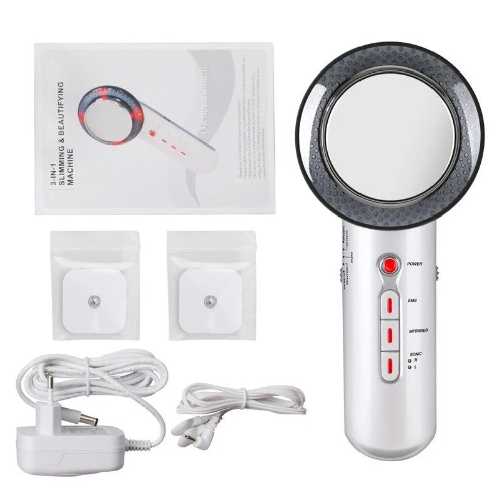 3 in 1 Ultrasound Cavitation Body Slimming Massager Weight Loss Anti Cellulite Fat Burning Painless Galvanic Infrared Massager - Цвет: 03 GB PLUG