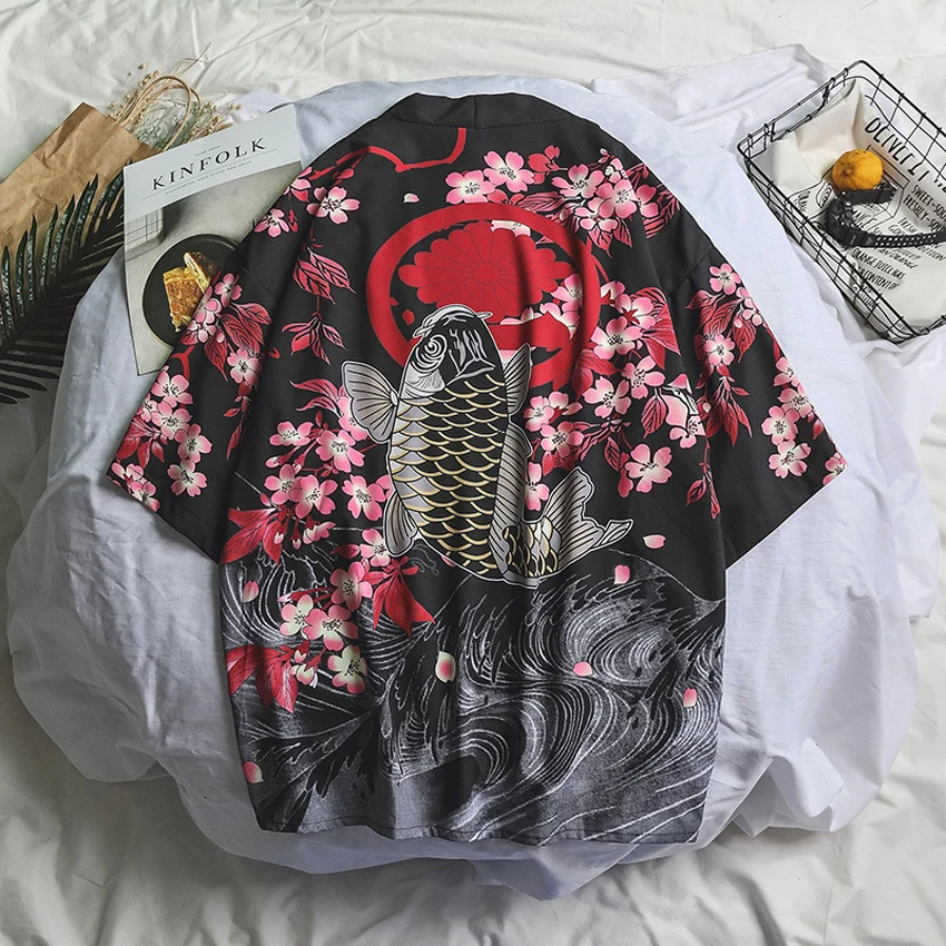 17 цветов восточные японские традиционные костюмы мужские модные кимоно Haori кардиган для женщин Летняя тонкая куртка пляжная одежда плащ