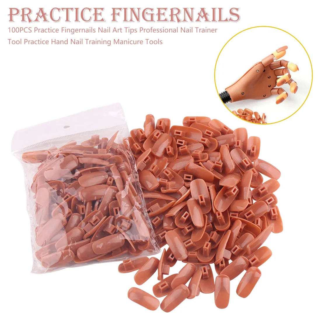 

Professional Nail Trainer Tool Practice Hand Nail Training Manicure Tools Nail Art Tips 100 pcs