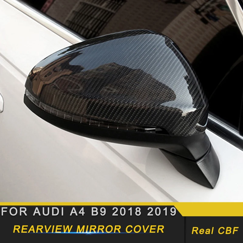 Carbon Fiber Side Mirror Cover For Audi A4 B9 with Lane Assit Replacement 2016+