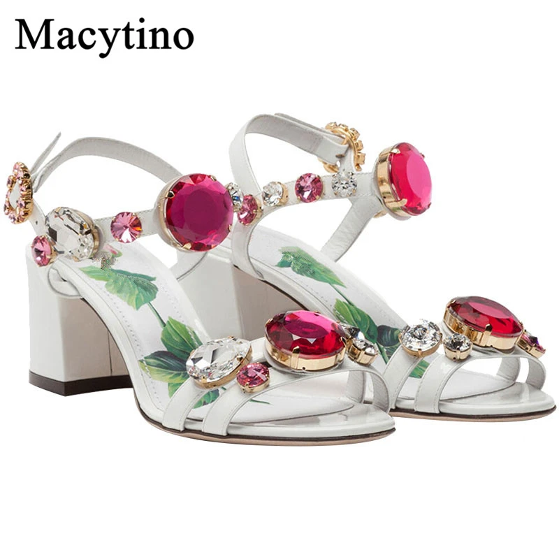gemstone t strap sandals