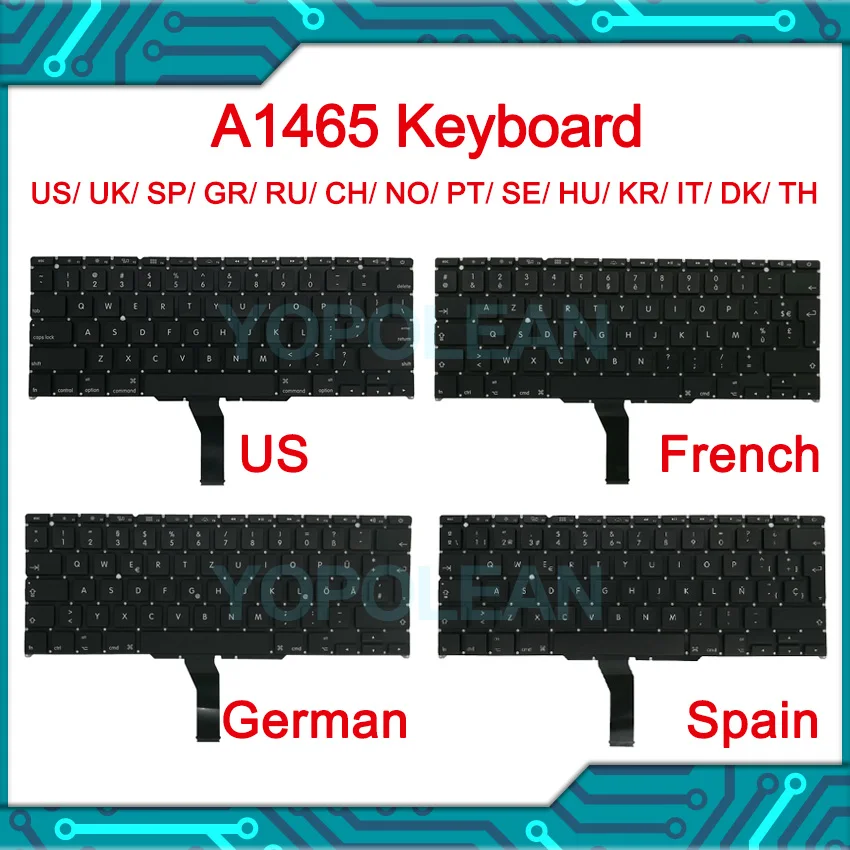 Новая сменная клавиатура для Macbook Air 11 дюймов A1370 A1465 Испания Французский Немецкий