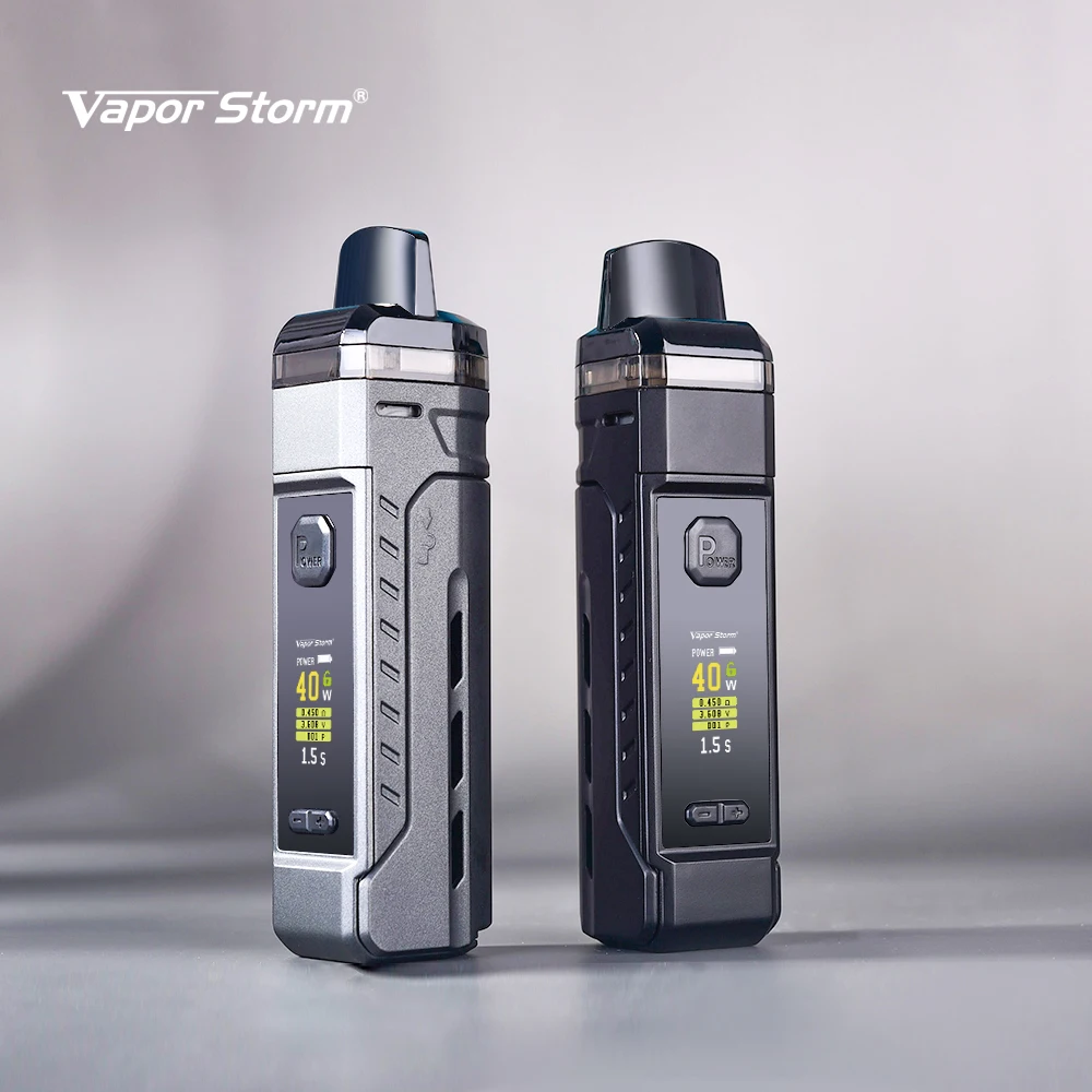 

Newest Vapor Storm V-PM40 40W Pod Mod Starter Kit with Mesh Coils 4.8ml Cartridge fit 18650 Battery E Cigarette VPM40 VPM 40