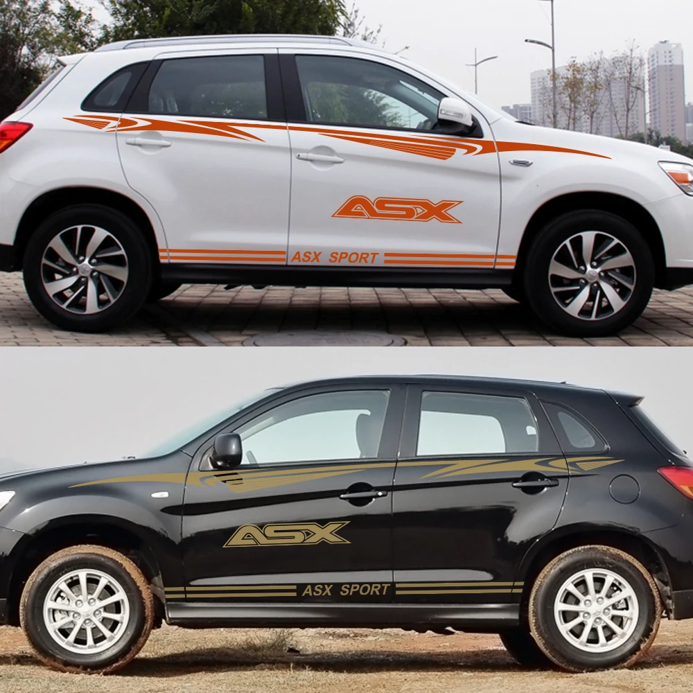 1 Набор забавных автомобильных наклеек для Mitsubishi ASX, светоотражающие автомобильные дверные боковые юбки, декоративные виниловые автомобильные наклейки и наклейки, аксессуары