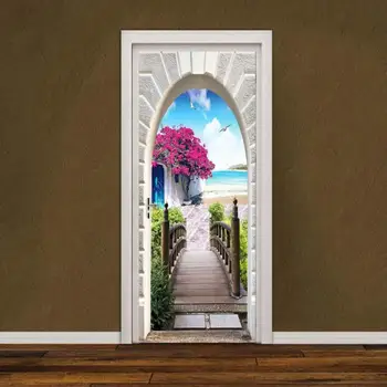 

Creative 3D Door Sticker 77x200cm PVC Self Adhesive Wallpaper On the Doors DIY Renovation Waterproof Poster For Bedroom