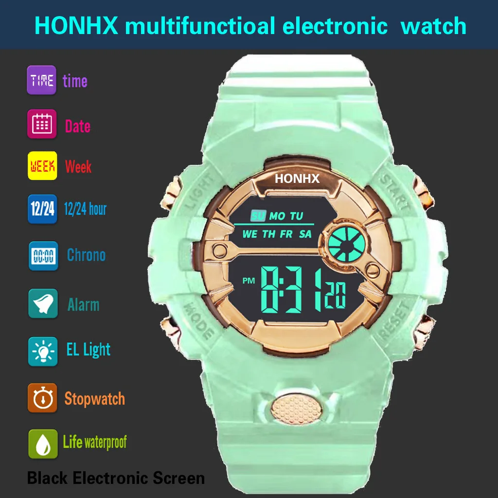 HONHX Brand Sport Digital Men Watch Military Chrono Countdown Waterproof Wristwatch Led Electronic Alarm Clock Relogio Masculino
