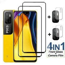 

New 4in1 Protection Glass For Xiaomi Poco M3 X3 Pro F3 Screen Protector Camera Lens Tempered glass on Poco M3 Pro X3 NFC F3