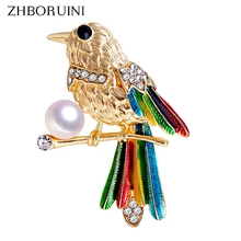 ZHBORUINI натуральный жемчуг брошь птица попугай жемчуг нагрудник пресноводный жемчуг ювелирные изделия для женщин Рождественский подарок аксессуары