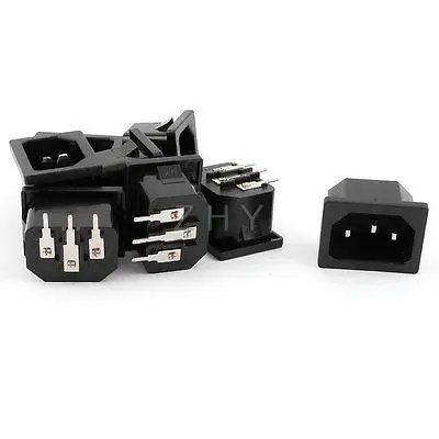 

8 Pcs AC 250V 10A 3 Pins C14 Plug Panel Mount Power Inlet Socket Black