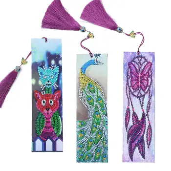 

DIY 5D Diamond Painting Bookmarks, URYKE Full Drill Cross Stitch Embroidery Kit Leather for Art Craft Home Decor Kids Adults New