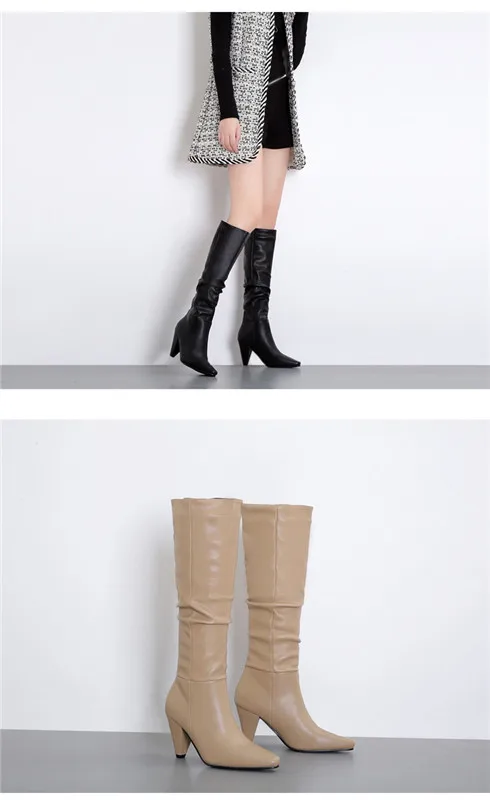 Aneikeh/ г. Новая обувь из искусственной кожи женские ботфорты пикантные осенне-зимние женские сапоги на высоком каблуке-шпильке без шнуровки Размер 9