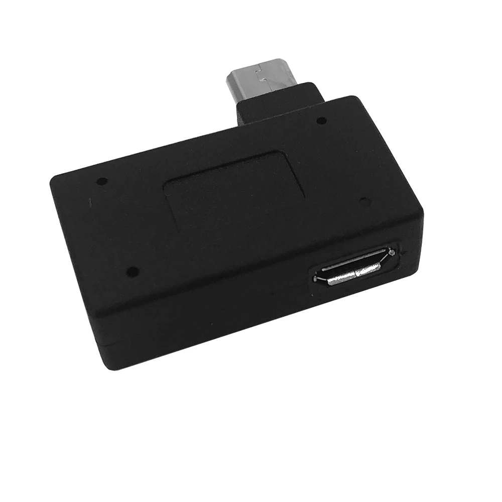 Левый угловой микро USB OTG адаптер конвертер с порт питания для мобильных
