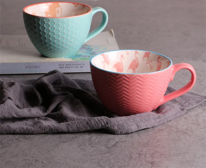 Керамическая чашка для кофе ручной росписи, креативная винтажная чашка, принадлежности для кафе-бара, рельефная индивидуальная чашка для завтрака, цветная ручная роспись