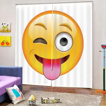 

Cartoon Smiley Happy Face 3D window Curtains for Living room bedroom curtains home drapes