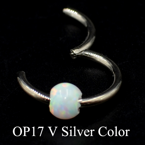 1Piece G23 18g&16gTitanium Opal Segment Hinged Ring Septum Nose Clicker Piercing Nose Lip Earrings Helix Nose Piercing