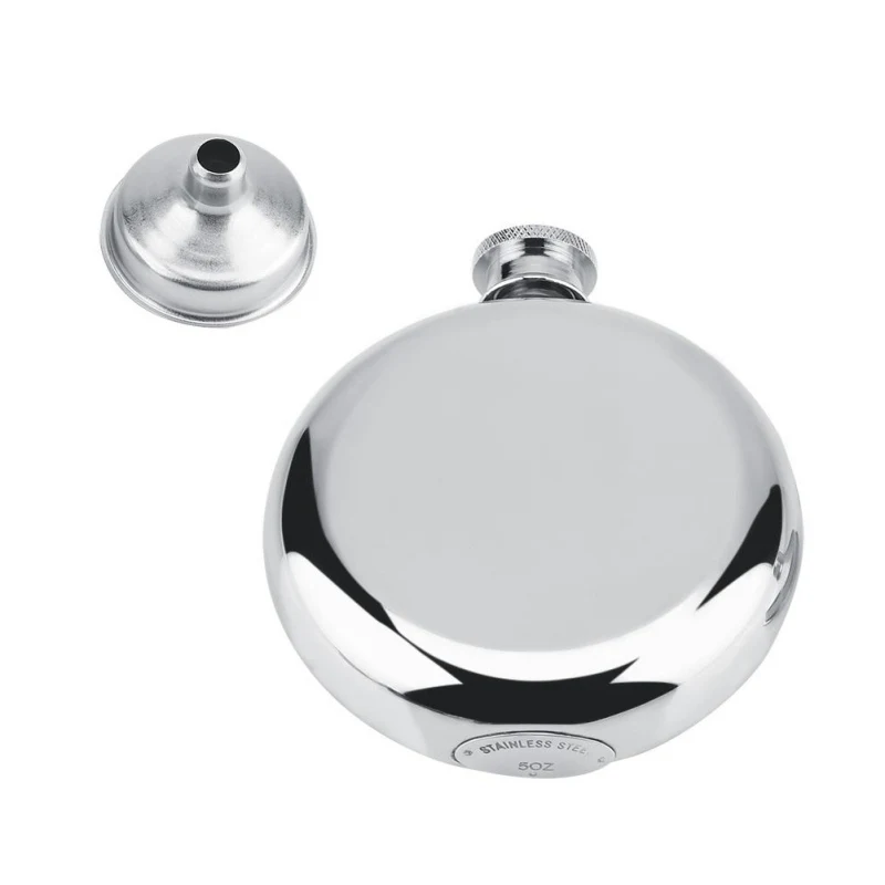 

3 Oz Stainless Steel Round Flask Liquor Whisky Alcohol Cap Funnel Round Jug Bottle Drinkware Bottle for Camping Picnic Travel