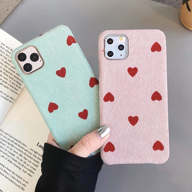 LOVECOM милый вельветовый тканевый чехол для телефона с сердечком для iPhone 11 Pro Max XS Max XR 6 6S 7 8 Plus X Простой пушистый мягкий чехол-накладка