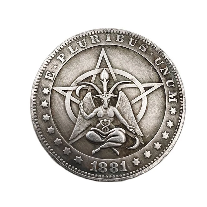 Hobo coin 1881 Five-pointed Star Goat Morgan Commemorative Collection Living Room Decoration Coin Crafts Gift 1pcs | Дом и сад