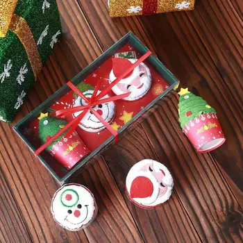 

2/3pcs Merry Christmas Cupcake Cotton Towel Natal Gift Navided Christmas Decorations for Home Kids Children Throw Towels Gift