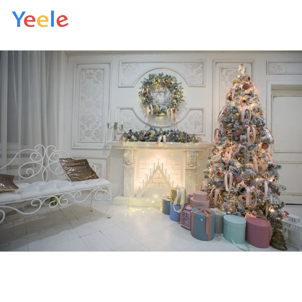 

Yeele Christmas Tree Gift Fireplace White Room Background Baby Portrait Vinyl Photography Backdrop For Photo Studio Photophone